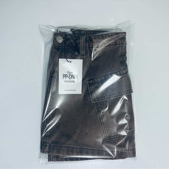 Princess Polly Zakai Cargo Denim Mini Skirt, Brown, Women’s Size 2, NWT - Picture 15 of 16